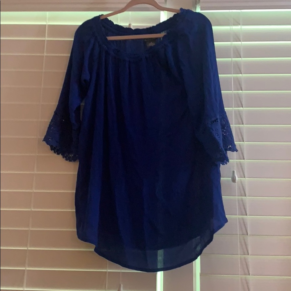 Royal blue off the shoulder blouse